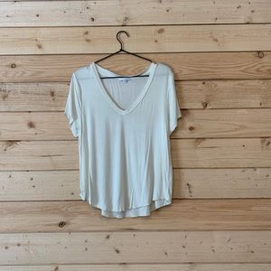 Cream V Neck Tee
